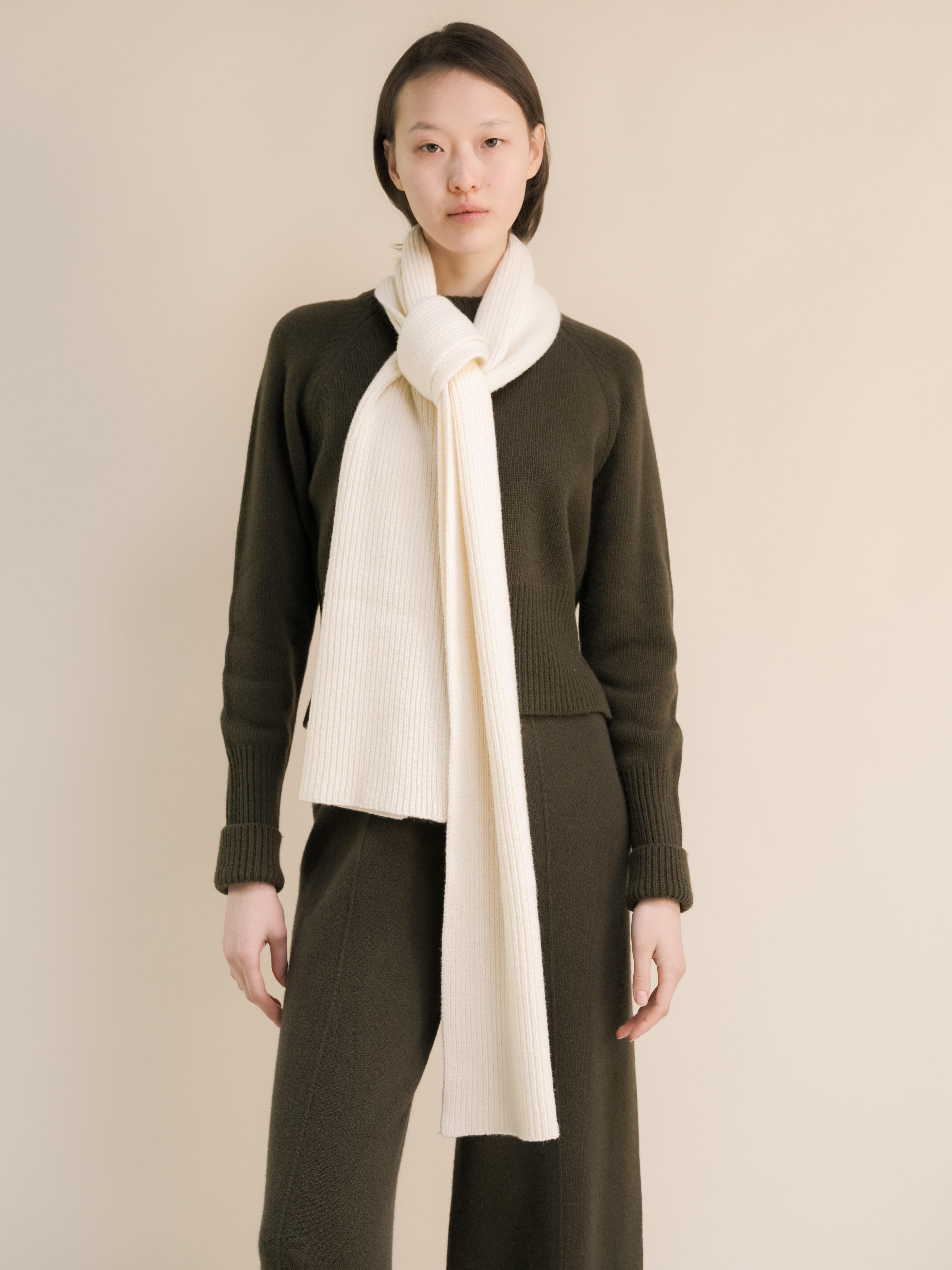 Cashmere Mix Ribbed Scarf-5
