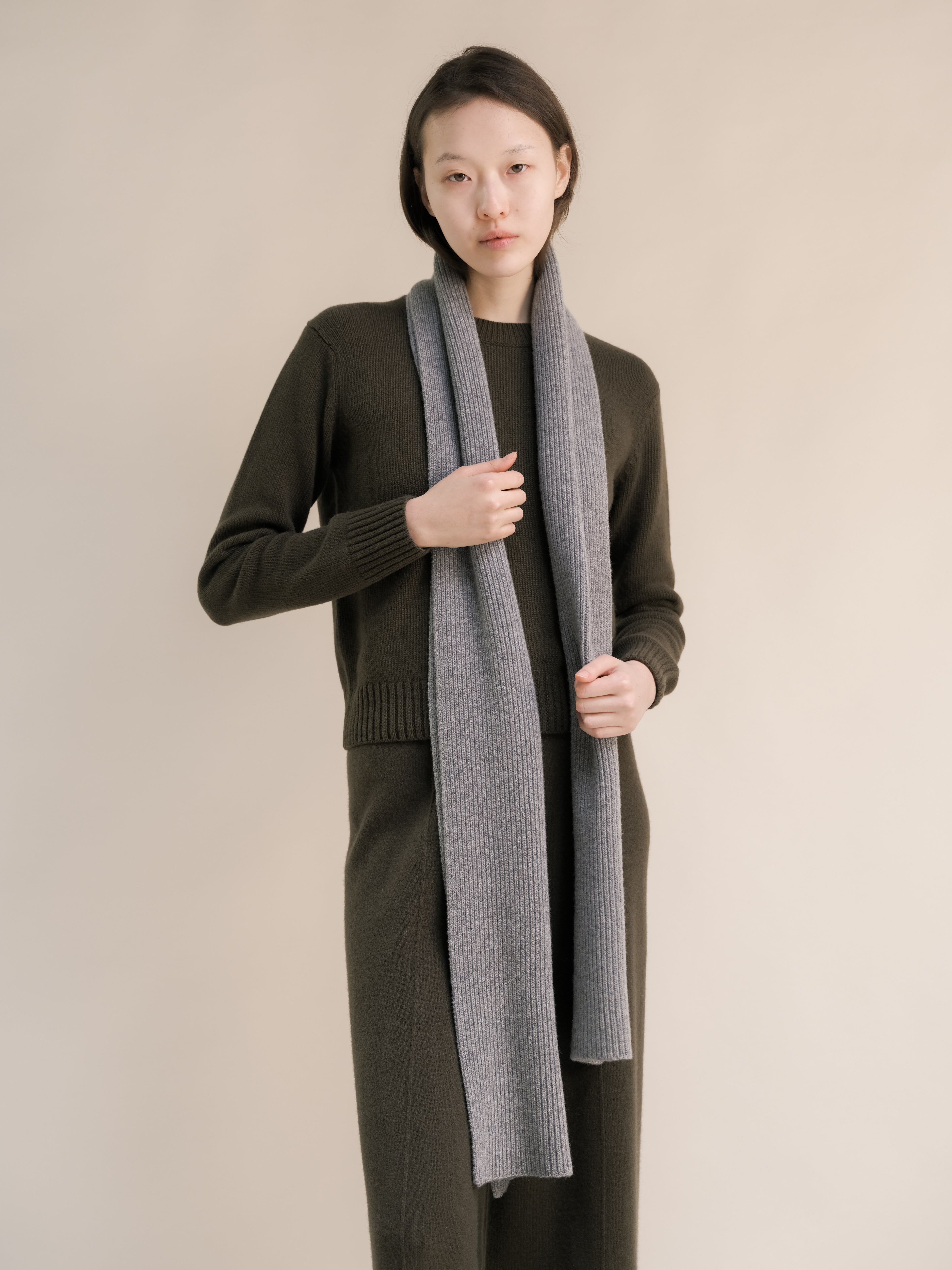 Cashmere Mix Ribbed Scarf-4
