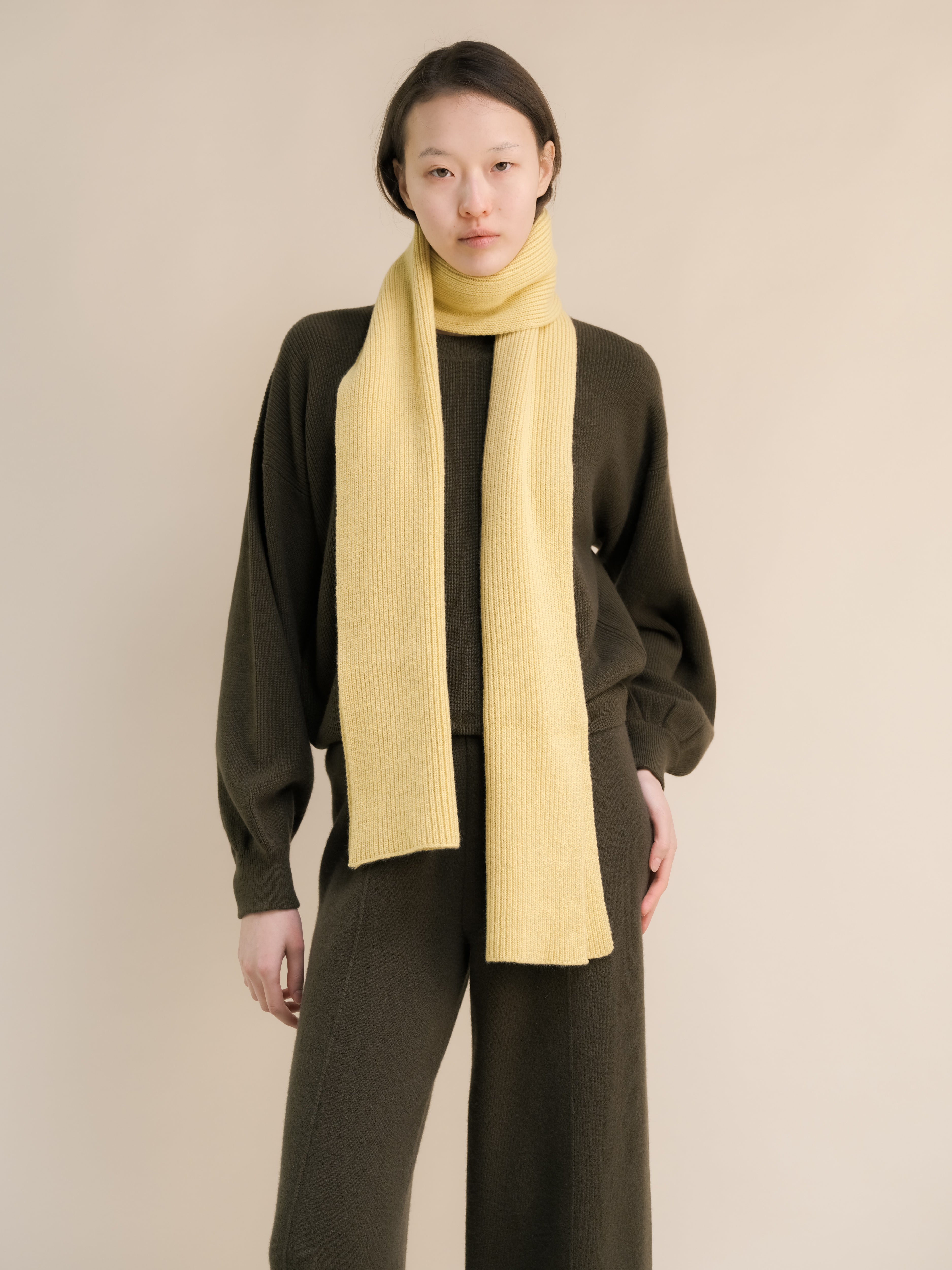 Cashmere Mix Ribbed Scarf-6