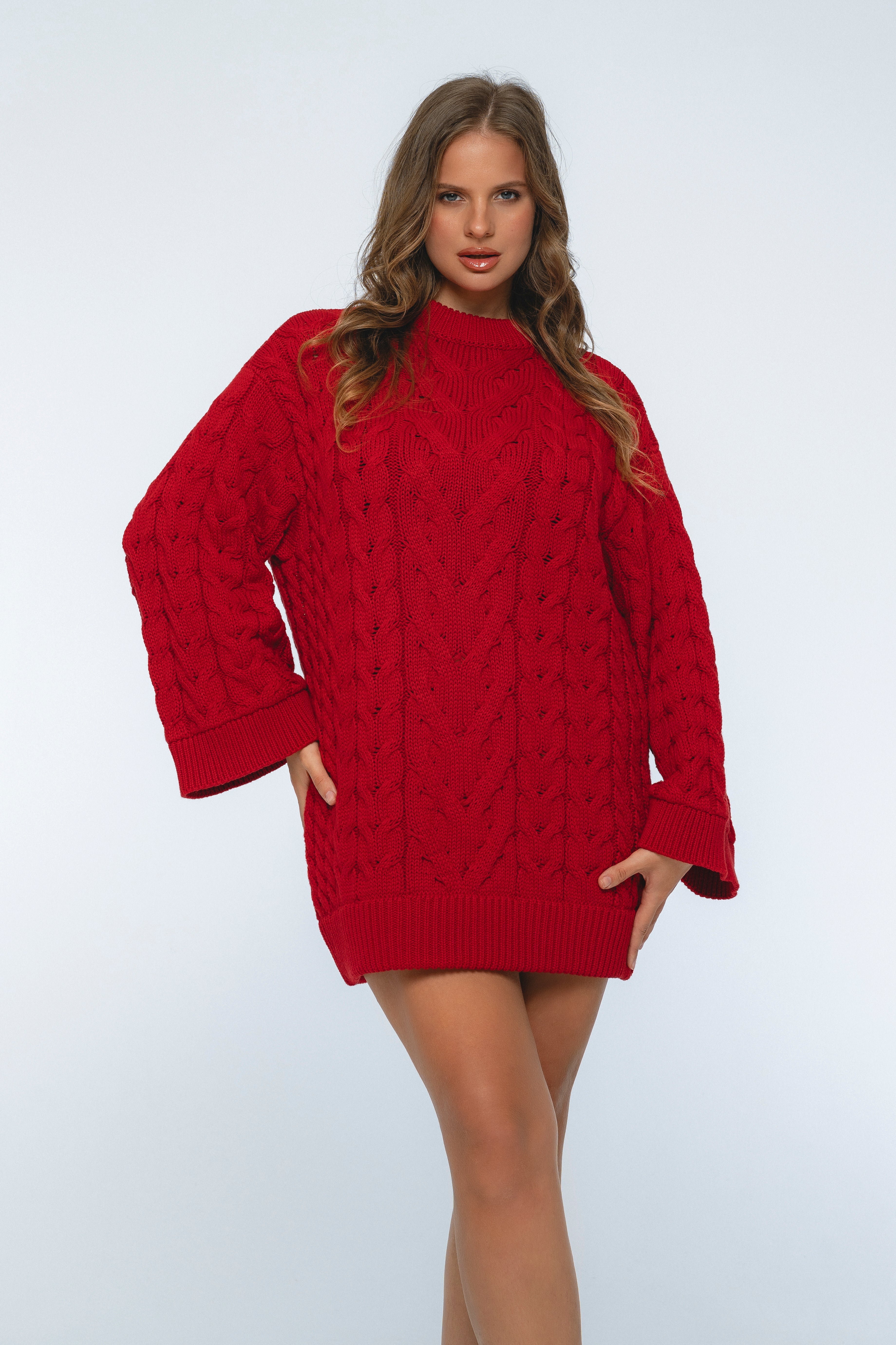 Robe Pull Torsadée Oversize Femme — 100% Coton, Coupe Relaxed, Taille Unique S-2XL