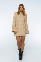 Vestido Jersey Trenzado Oversize Mujer — 100% Algodón, Corte Relaxed, Talla Única S-2XL