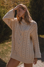 Vestido Jersey Trenzado Oversize Mujer — 100% Algodón, Corte Relaxed, Talla Única S-2XL