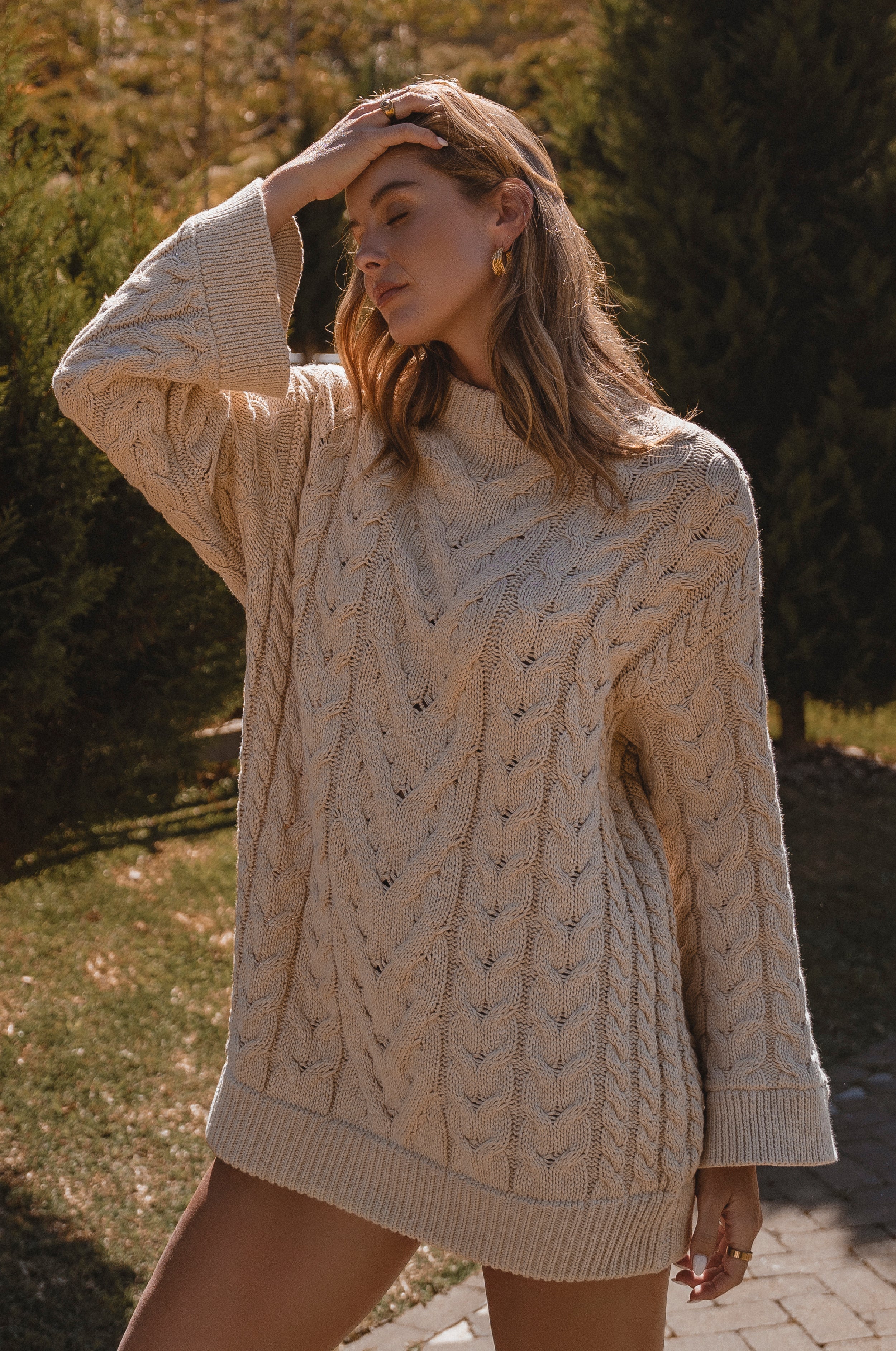 Robe Pull Torsadée Oversize Femme — 100% Coton, Coupe Relaxed, Taille Unique S-2XL