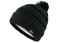 Gorro de mujer, pompón cálido – Forro de felpa y punto trenzado de invierno