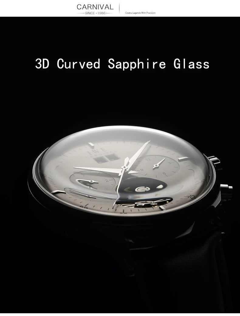 Montre Homme Automatique Cuir & Verre Saphir — Mécanique Luxury 3ATM