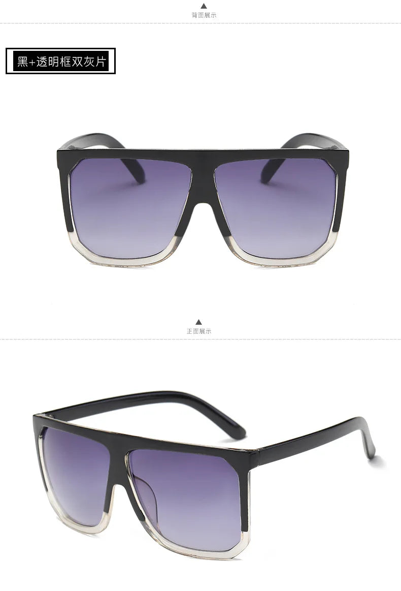 Lunettes de Soleil Oversize Femme - Design Luxury Noir