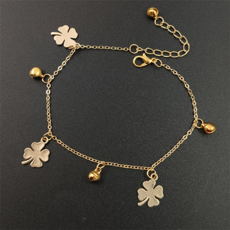 Bracelet de Cheville Bohème Fleurs et Clochettes - Bijou de Pied