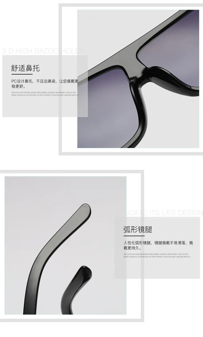 Lunettes de Soleil Oversize Femme - Design Luxury Noir