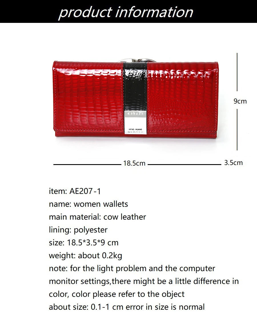 Cartera de mujer de piel de cocodrilo de lujo – Clutch largo premium FuturaTrend