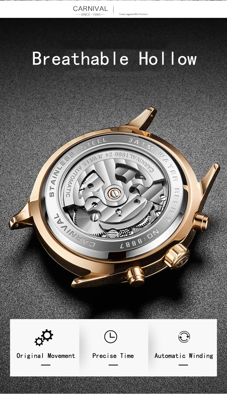 Montre Homme Automatique Cuir & Verre Saphir — Mécanique Luxury 3ATM