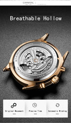 Montre Homme Automatique Cuir & Verre Saphir — Mécanique Luxury 3ATM