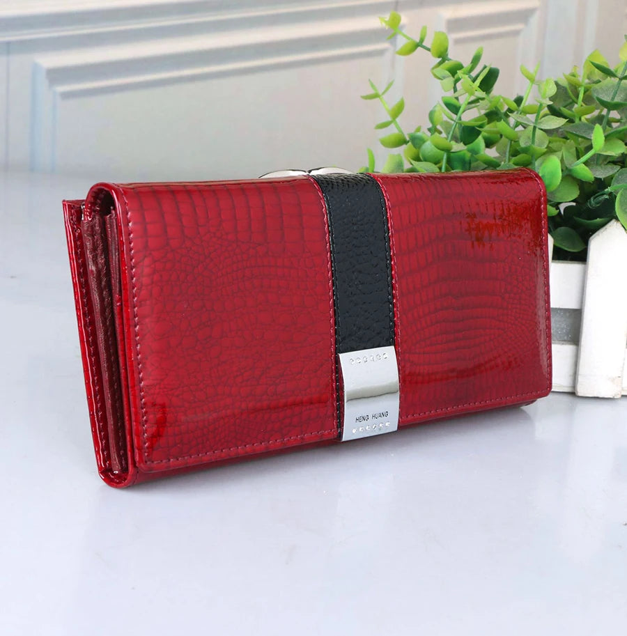 Cartera de mujer de piel de cocodrilo de lujo – Clutch largo premium FuturaTrend