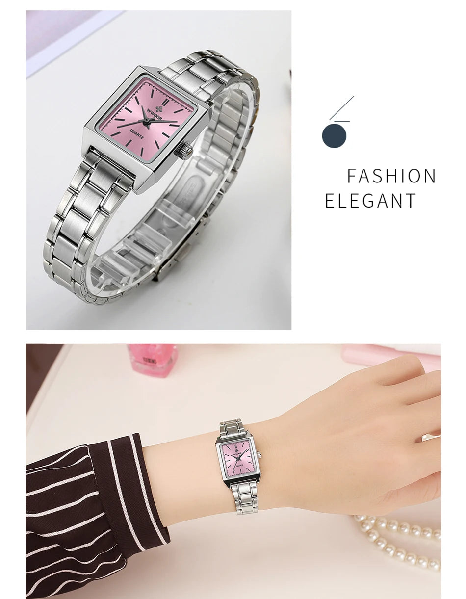 Montre Femme Rectangulaire Luxury — Bijou-Montre Dress Élégant