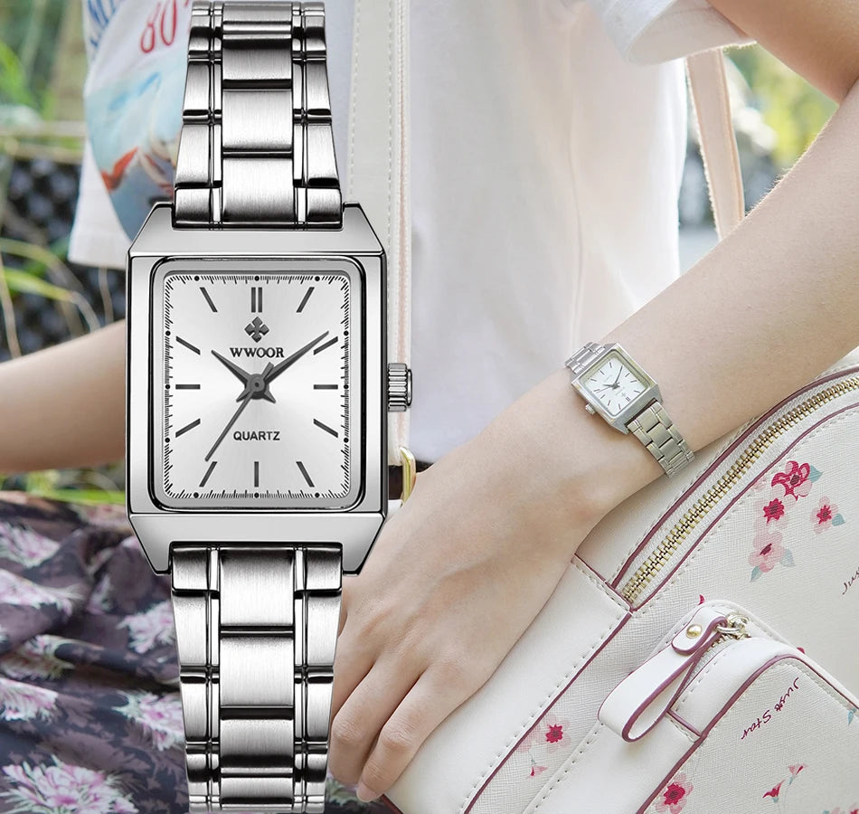 Montre Femme Rectangulaire Luxury — Bijou-Montre Dress Élégant