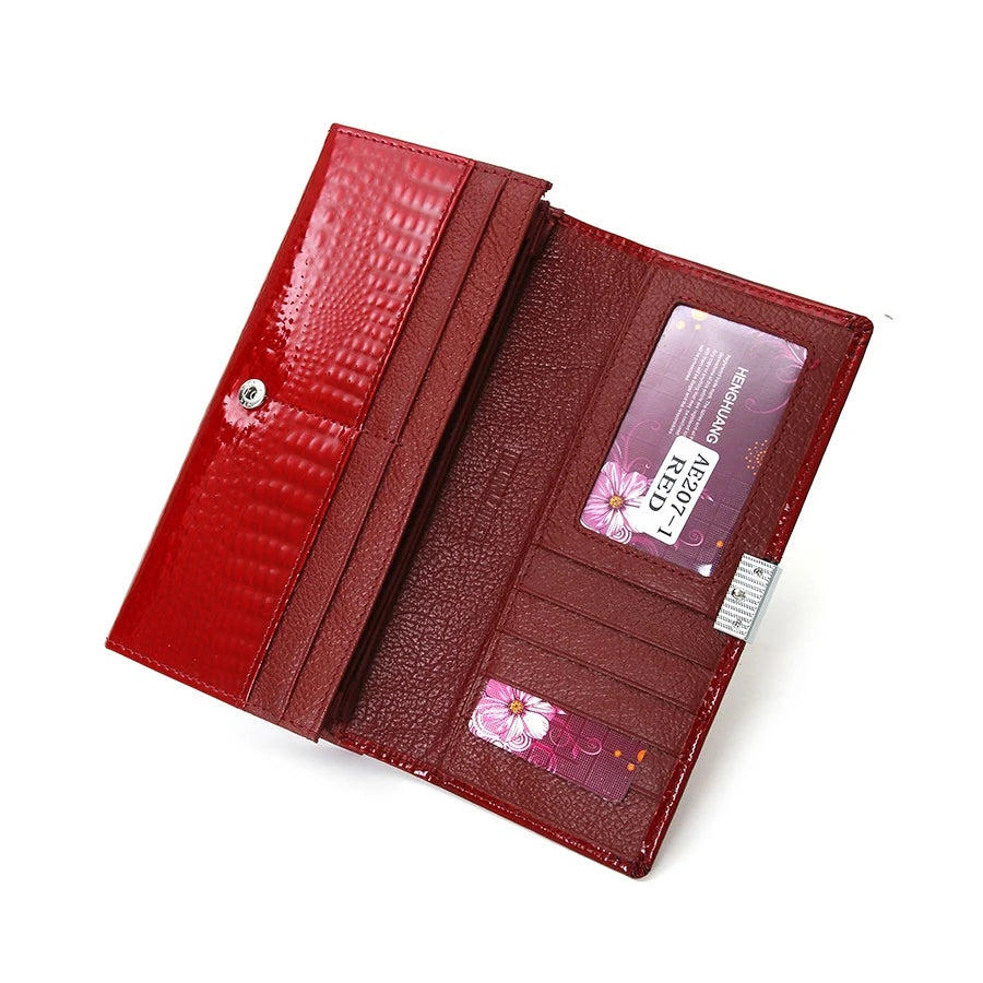 Cartera de mujer de piel de cocodrilo de lujo – Clutch largo premium FuturaTrend