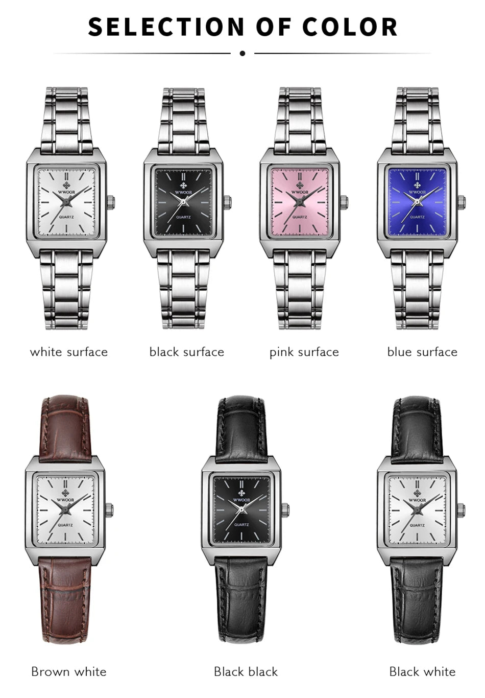 Montre Femme Rectangulaire Luxury — Bijou-Montre Dress Élégant