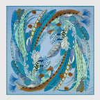 Foulard Carré Soie Twill Motif Plume 90cm — Légèreté Luxury FuturaTrend