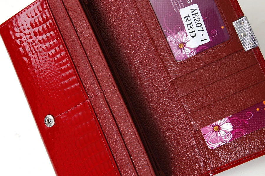 Cartera de mujer de piel de cocodrilo de lujo – Clutch largo premium FuturaTrend