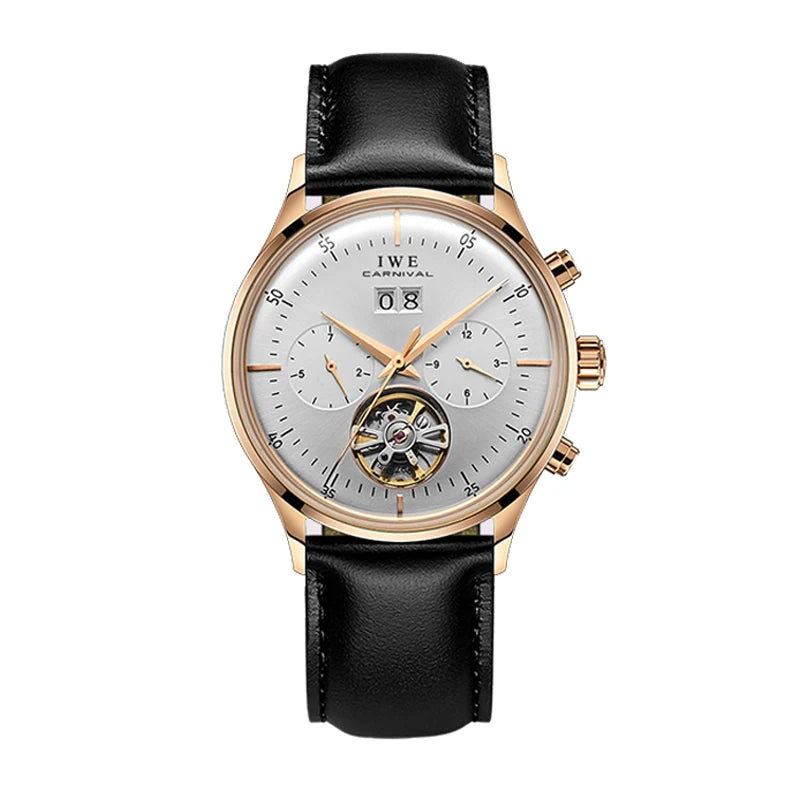 Montre Homme Automatique Cuir & Verre Saphir — Mécanique Luxury 3ATM
