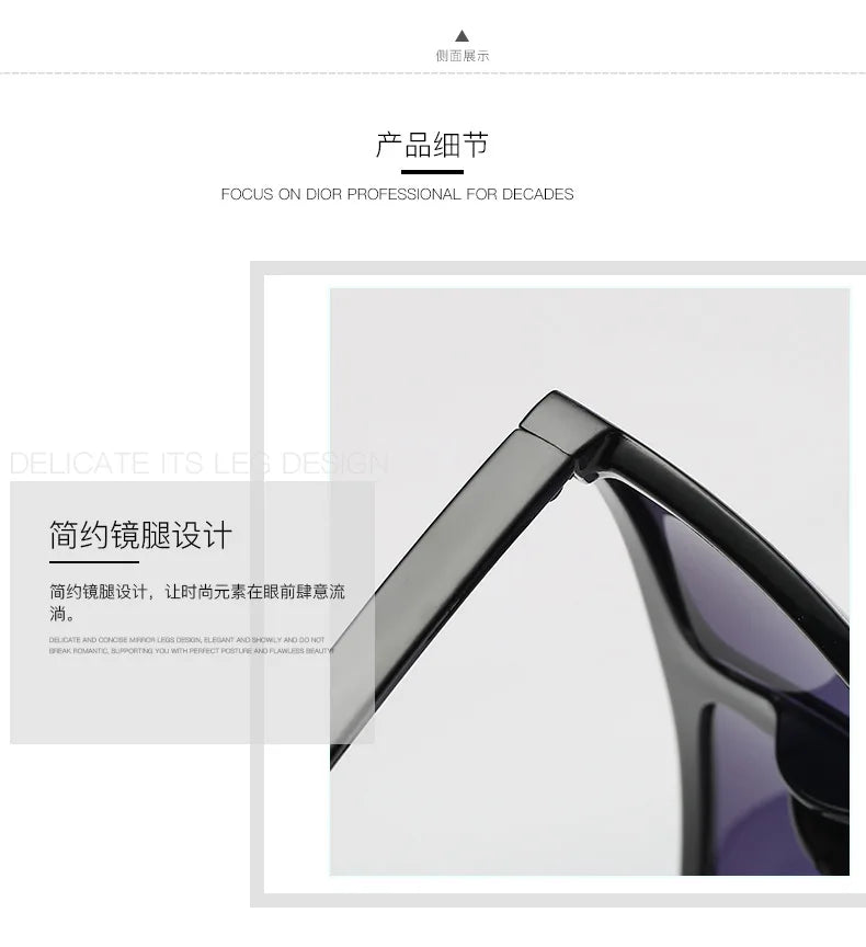 Lunettes de Soleil Oversize Femme - Design Luxury Noir