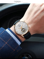 Montre Homme Automatique Cuir & Verre Saphir — Mécanique Luxury 3ATM