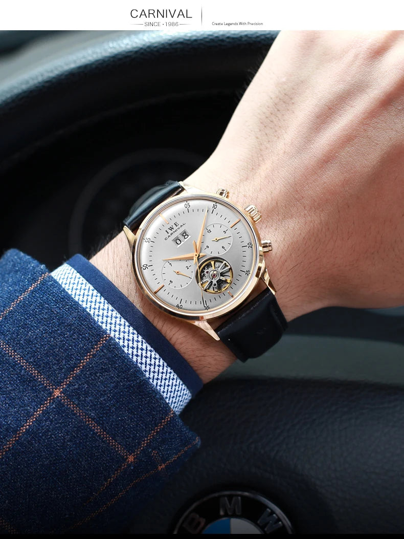Montre Homme Automatique Cuir & Verre Saphir — Mécanique Luxury 3ATM
