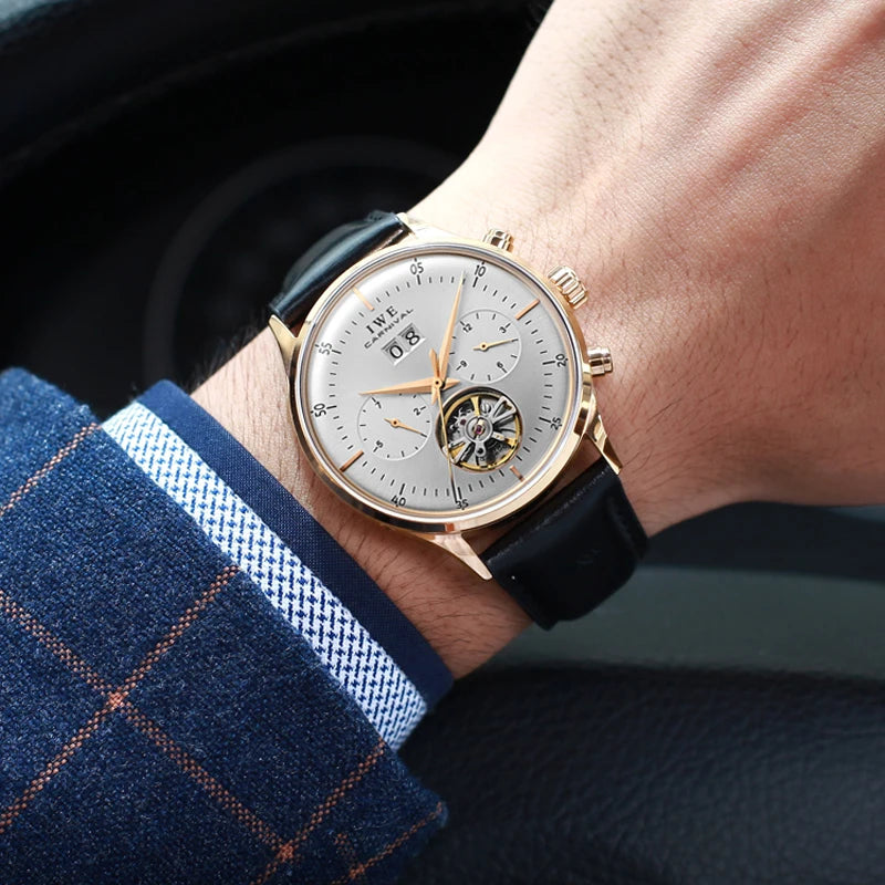 Montre Homme Automatique Cuir & Verre Saphir — Mécanique Luxury 3ATM