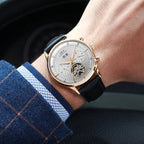 Montre Homme Automatique Cuir & Verre Saphir — Mécanique Luxury 3ATM