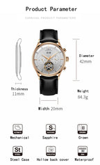 Montre Homme Automatique Cuir & Verre Saphir — Mécanique Luxury 3ATM