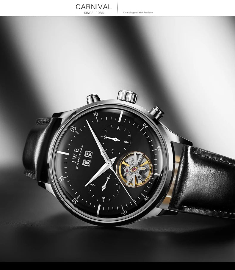 Montre Homme Automatique Cuir & Verre Saphir — Mécanique Luxury 3ATM