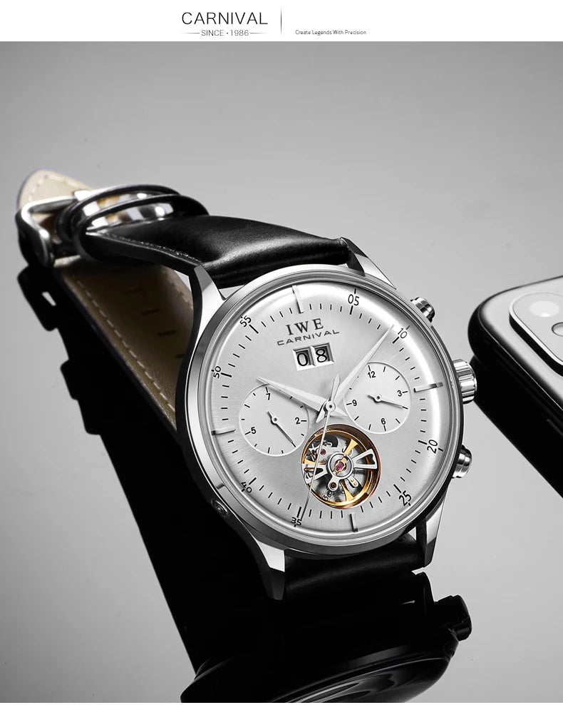 Montre Homme Automatique Cuir & Verre Saphir — Mécanique Luxury 3ATM