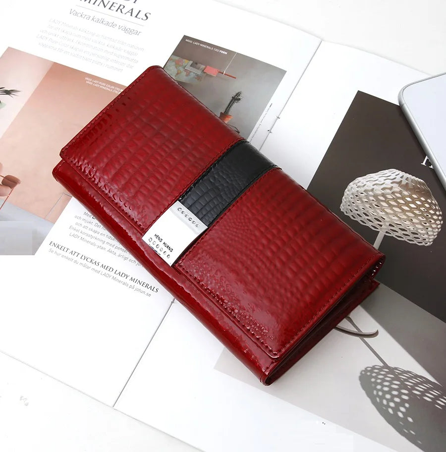 Cartera de mujer de piel de cocodrilo de lujo – Clutch largo premium FuturaTrend