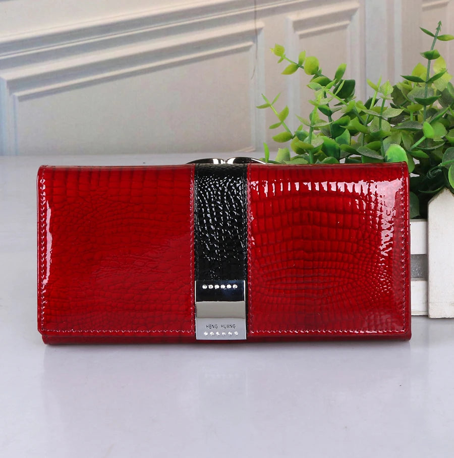 Cartera de mujer de piel de cocodrilo de lujo – Clutch largo premium FuturaTrend