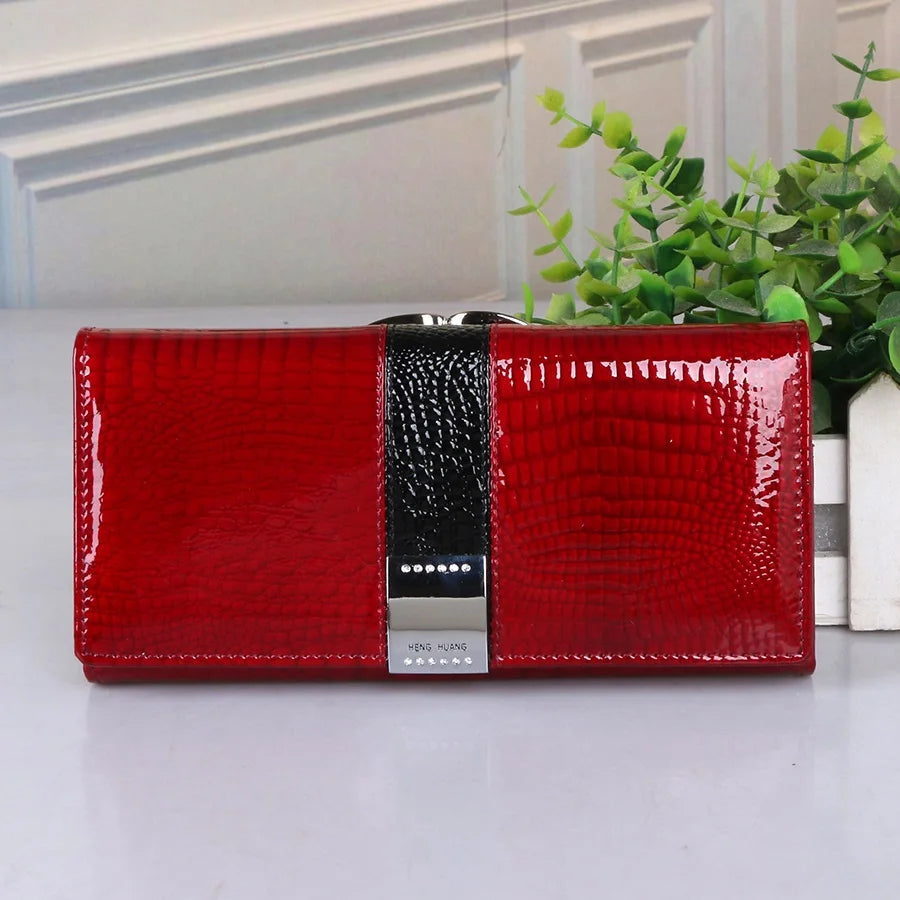 Cartera de mujer de piel de cocodrilo de lujo – Clutch largo premium FuturaTrend