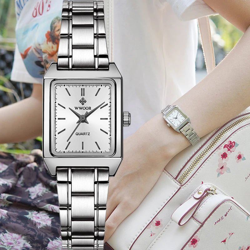 Montre Femme Rectangulaire Luxury — Bijou-Montre Dress Élégant