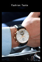 Montre Homme Automatique Cuir & Verre Saphir — Mécanique Luxury 3ATM