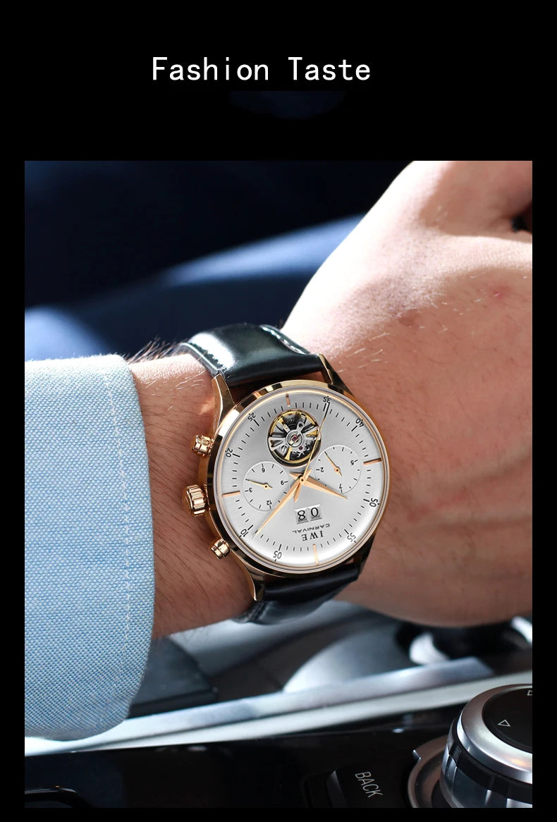 Montre Homme Automatique Cuir & Verre Saphir — Mécanique Luxury 3ATM