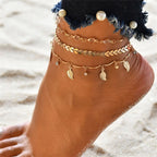 Bracelet de Cheville Bohème Fleurs et Clochettes - Bijou de Pied