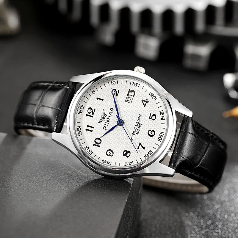 Montre Homme Cuir Casual Fashion — Style Décontracté Élégant