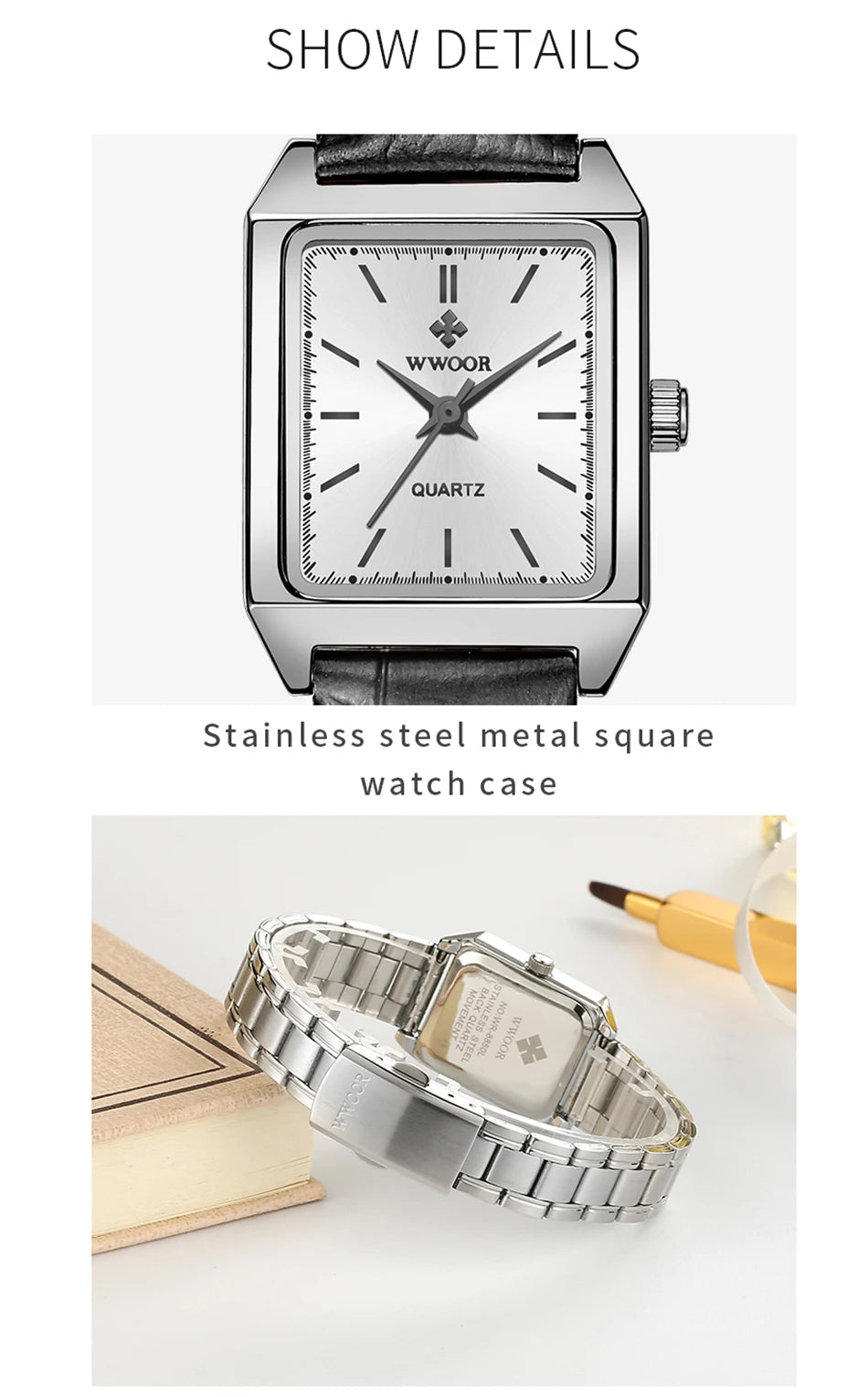 Montre Femme Rectangulaire Luxury — Bijou-Montre Dress Élégant