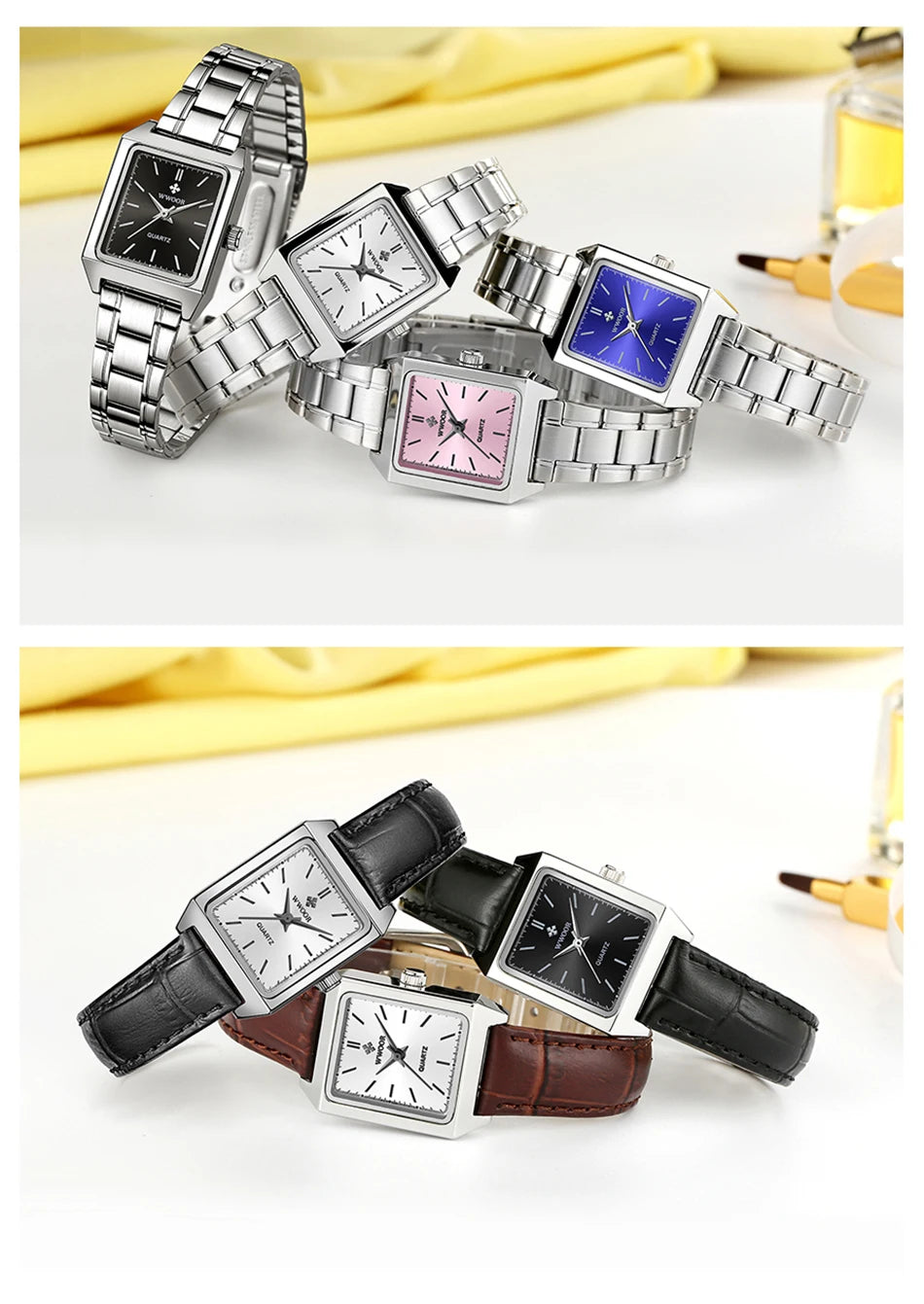 Montre Femme Rectangulaire Luxury — Bijou-Montre Dress Élégant