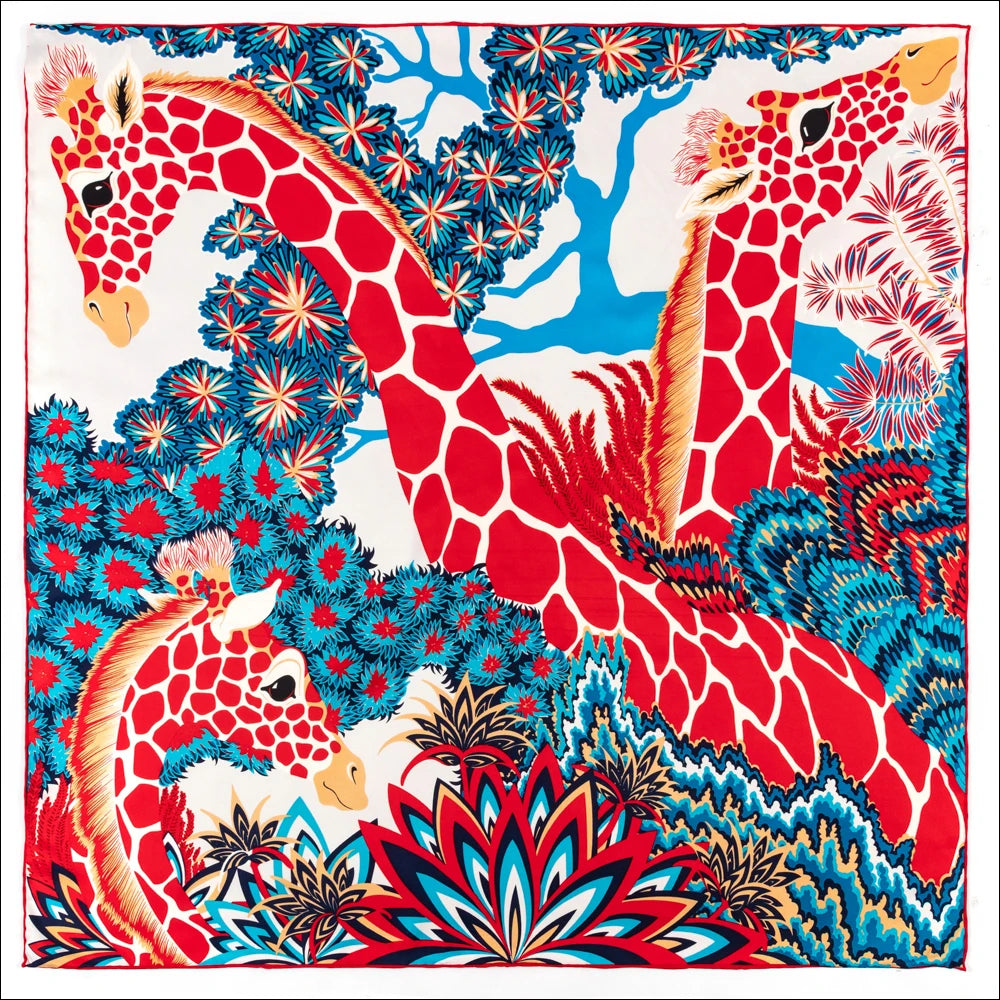 Giraffe Print Silk Scarf 90x90cm — FuturaTrend Iconic Collection