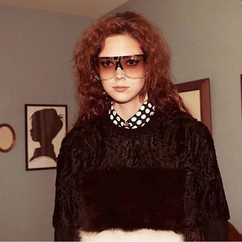 Lunettes de Soleil Oversize Femme - Design Luxury Noir