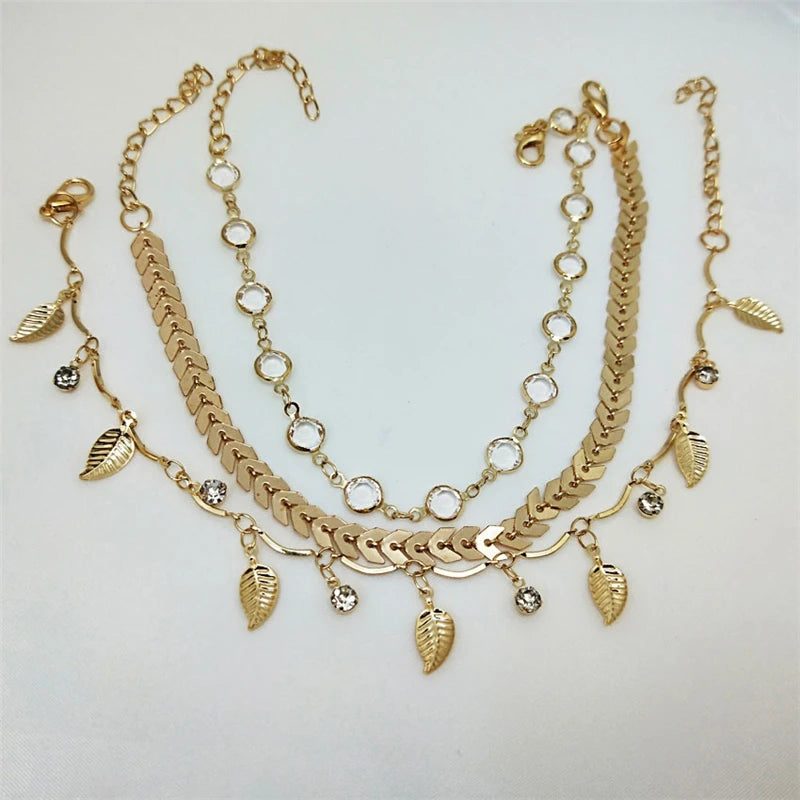 Bracelet de Cheville Bohème Fleurs et Clochettes - Bijou de Pied