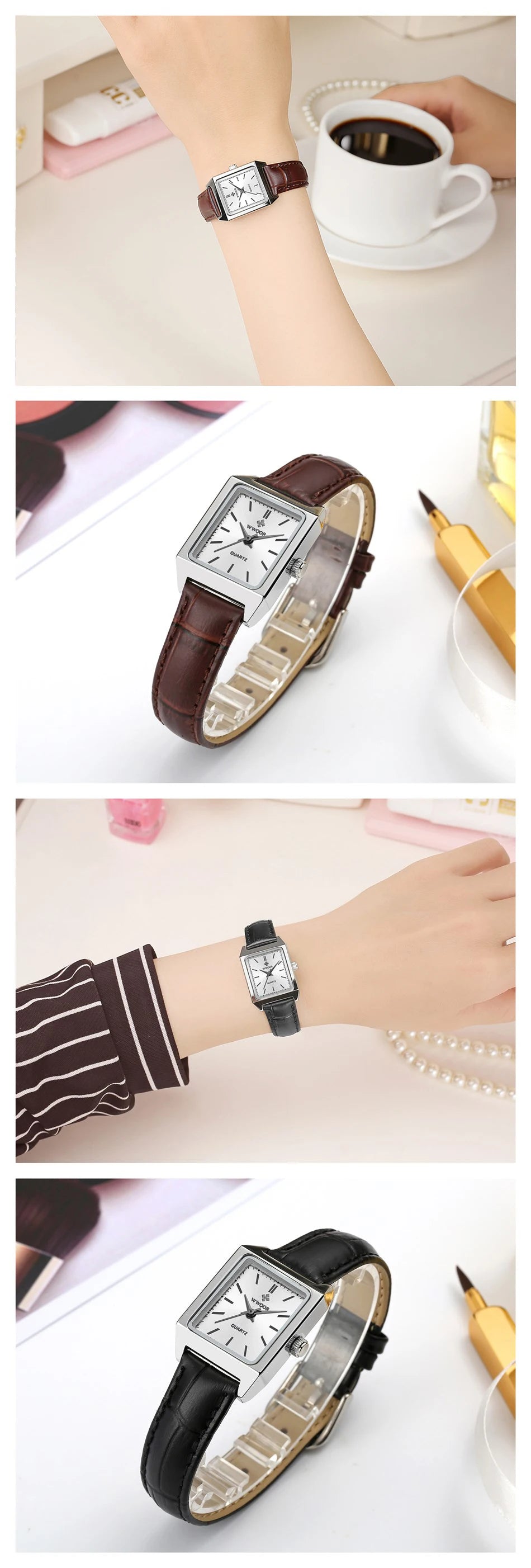 Montre Femme Rectangulaire Luxury — Bijou-Montre Dress Élégant