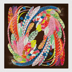 Foulard Carré Soie Twill Motif Plume 90cm — Légèreté Luxury FuturaTrend