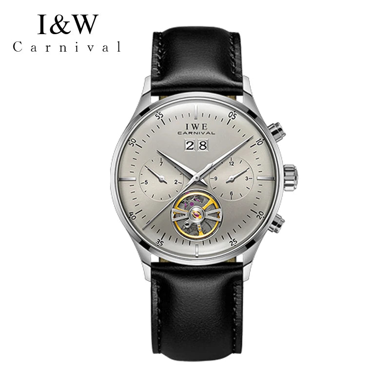 Montre Homme Automatique Cuir & Verre Saphir — Mécanique Luxury 3ATM