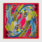 Foulard Carré Soie Twill Motif Plume 90cm — Légèreté Luxury FuturaTrend