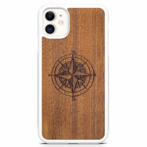 Coque iPhone Bois Compass - Protection Premium Écologique Gravée