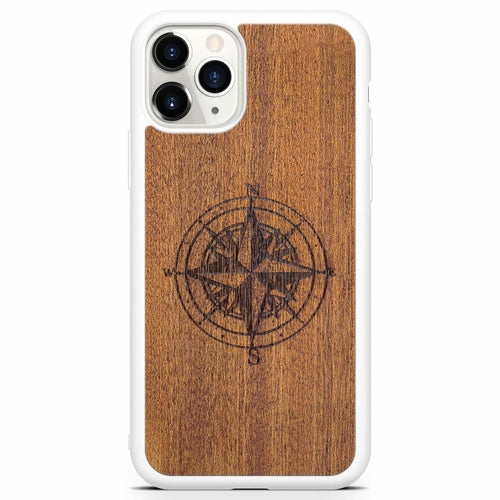 Coque iPhone Bois Compass - Protection Premium Écologique Gravée